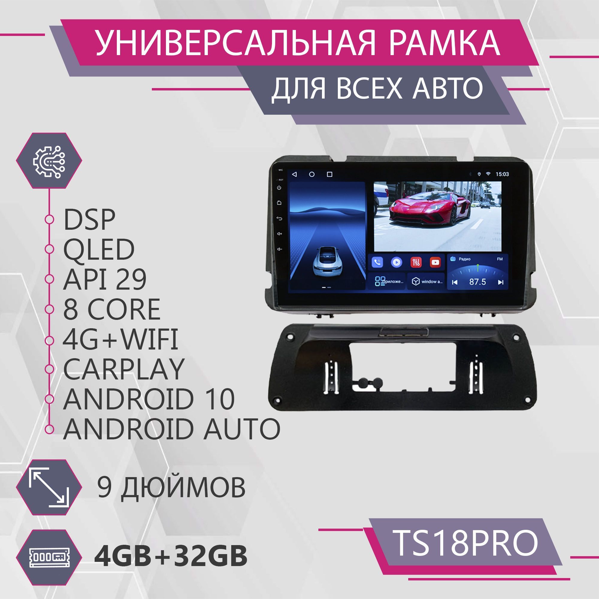 Магнитола ts18 pro 4 32 подключение Штатная магнитола Точка Звука TS18Pro для для любого автомобиля 4+32GB 2din - ку
