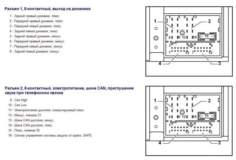 Магнитола visteon 10ga схема подключения Разъёмы ГУ-RCD 300, 310, 510 и RNS 510 - Volkswagen Passat B6, 2 л, 2005 года эл