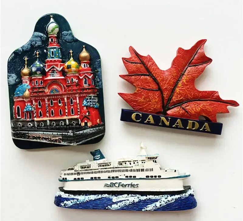 Магниты сувениры фото Canada Maple Leaf Boat St. Petersburg, Russia 3D Fridge Magnet Souvenir Refriger