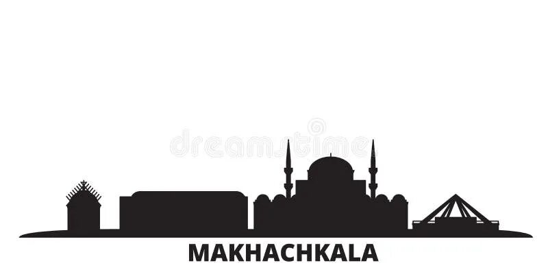 Махачкала нарисовать фото Russia, Makhachkala Line Cityscape, Flat Vector. Travel City Landmark, Oultine I