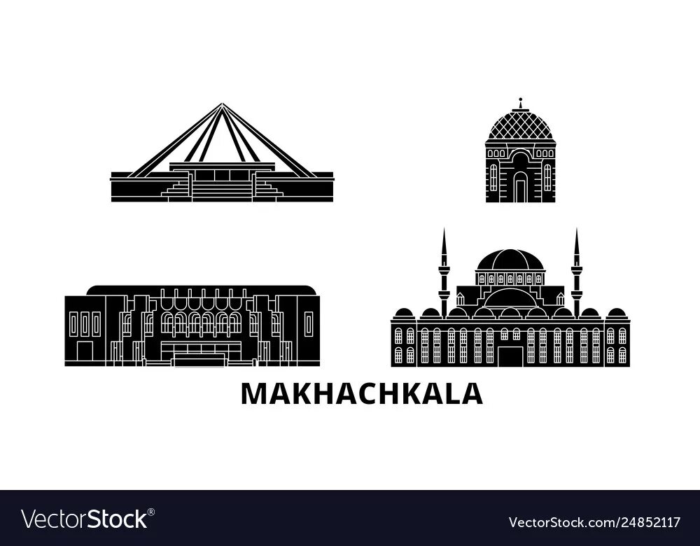 Махачкала нарисовать фото Russia makhachkala flat travel skyline set Vector Image
