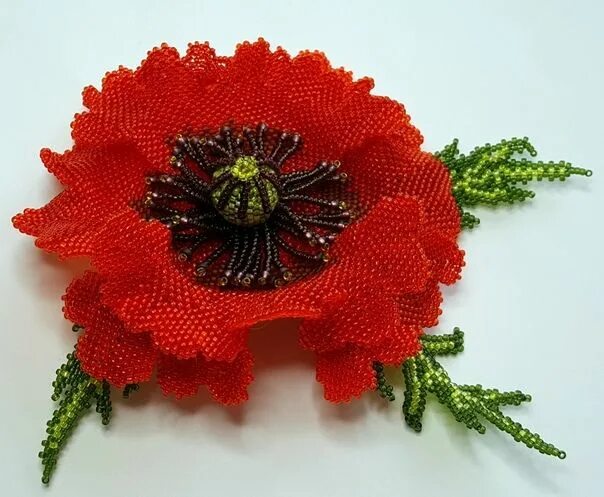 Мак из бисера мастер класс фото Zdjęcia Бисероплетение "М.К." Poppies, Flowers, Beads
