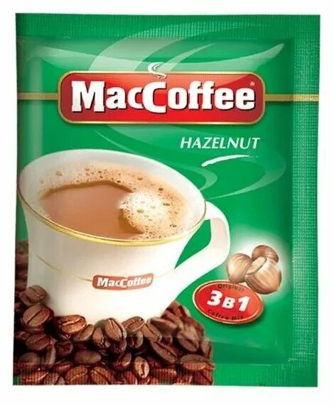 Мак кофе фото Растворимый кофе MacCoffee Лесной орех 3 в 1, в пакетиках - Порционный кофе - ку