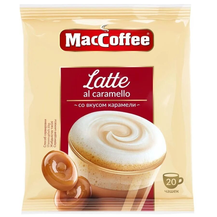 Мак кофе фото Напиток кофейный MacCoffee Latte al caramelo (МакКофе Латте карамель, растворимы