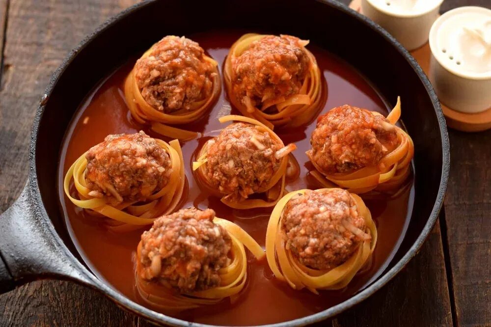 Макароны гнезда с фаршем фото Вкусные гнезда с фаршем в духовке
