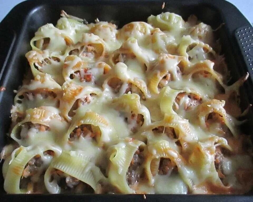 Макароны с фаршем в духовке фото Королевские ракушки с фаршем