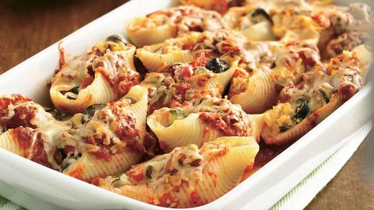 Макароны с фаршем в духовке фото Cheese- and Vegetable-Stuffed Shells Recipe Recipes, Healthy recipes, Meals