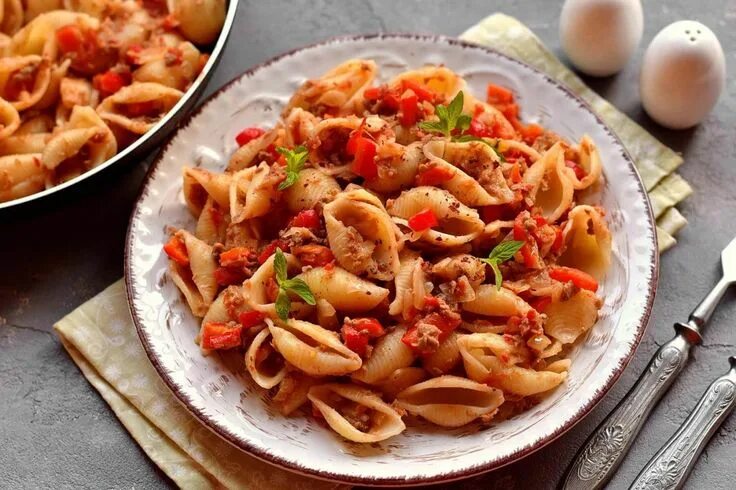 Макароны с овощами рецепты с фото Макароны с овощами и консервированным тунцом Ricetta