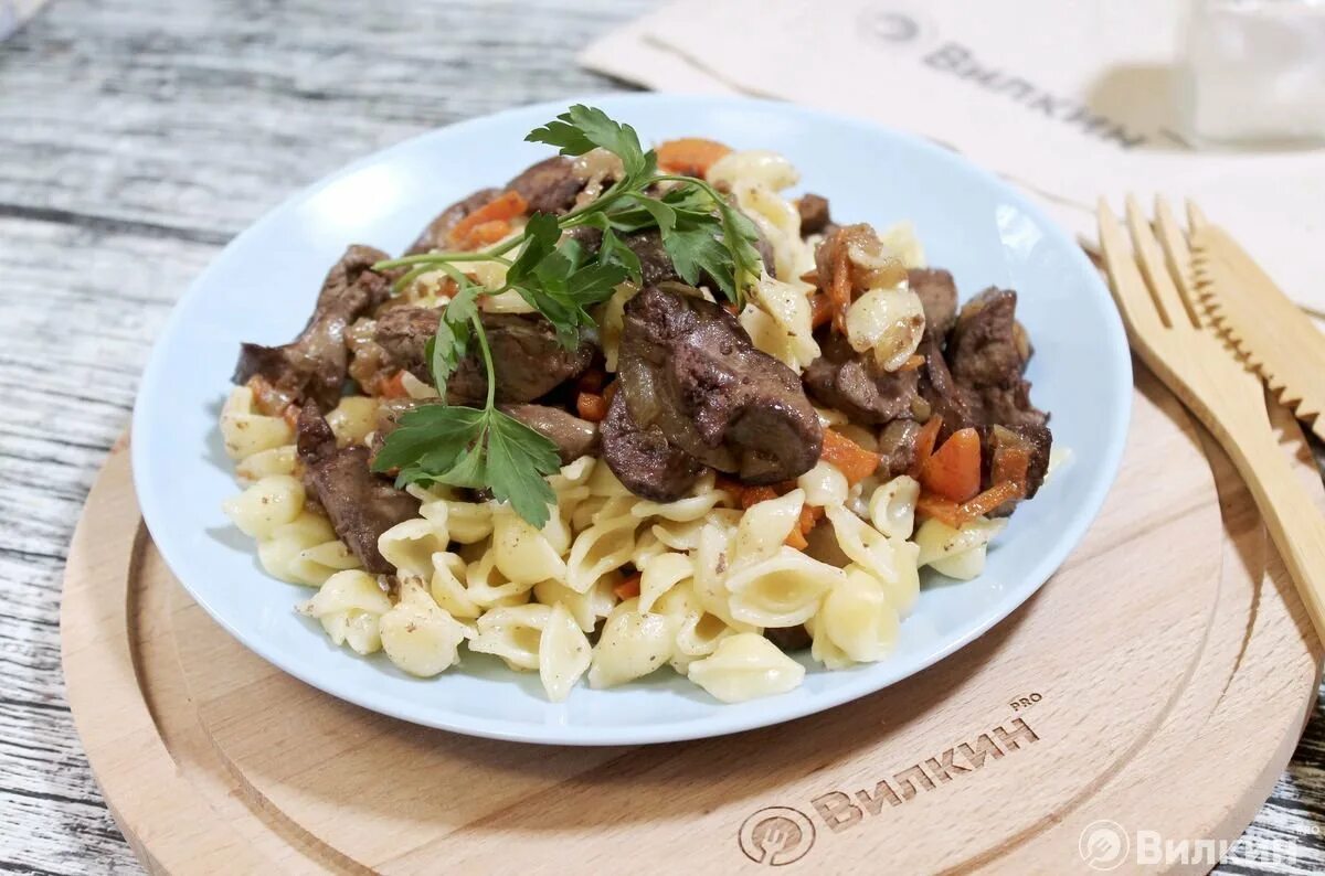 Макароны с печенью фото Макароны с куриной печенью - рецепт с фото пошагово