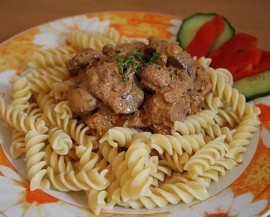 Макароны с печенью фото Печень по-строгановски Домашний Очаг С Макаронами отварными - "Стоит ли покупать