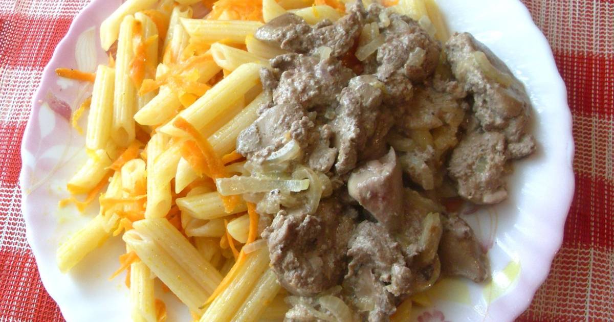 Макароны с печенью фото Печень куриная с макаронами eCookie.ru