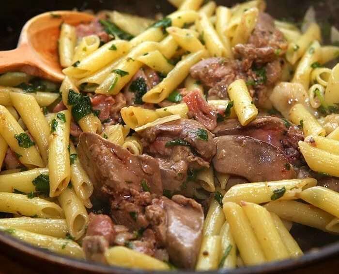 Макароны с печенью фото Макароны с куриной печенкой, пошаговый рецепт на 1720 ккал, фото, ингредиенты - 
