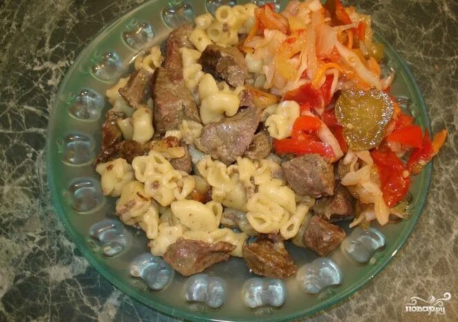 Макароны с печенью фото Печень с макаронами в мультиварке - пошаговый рецепт с фото на Повар.ру