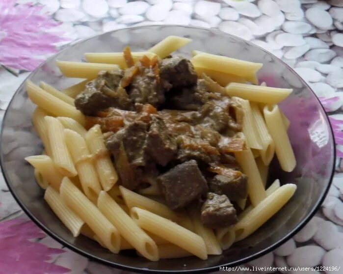 Макароны с печенью фото Как вкусно приготовить куриную печень с макаронами рецепты - 88 фото