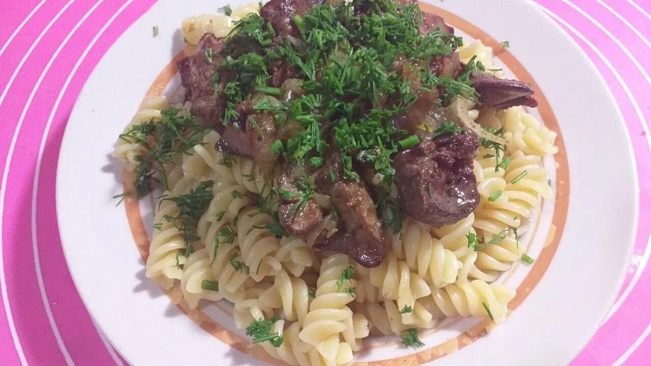 Макароны с печенью рецепт с фото Быстрый макароны с куриной печенью - YouTube