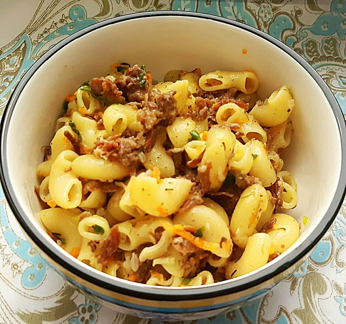 Макароны с тушенкой на сковороде фото Пошаговый рецепт макарон с тушенкой: найдено 82 изображений