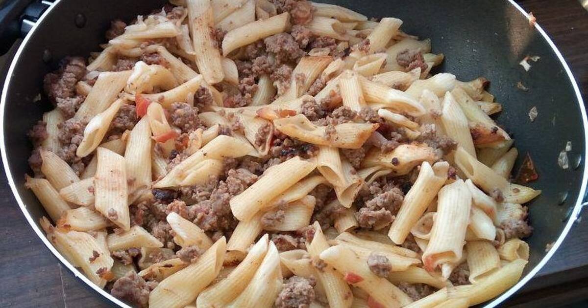 Макароны с тушенкой на сковороде фото Макароны с фаршем всегда получаются очень вкусными и сытными. Готовим быстро, вк