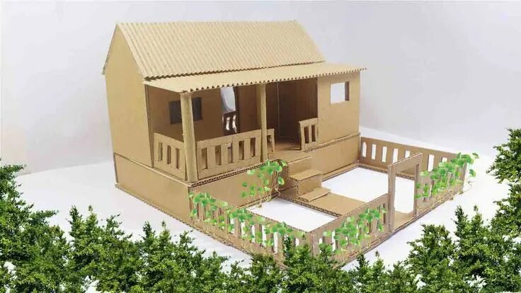 Макет дачи своими руками How to Build a Model House for a School Project Cardboard house, Diy house proje