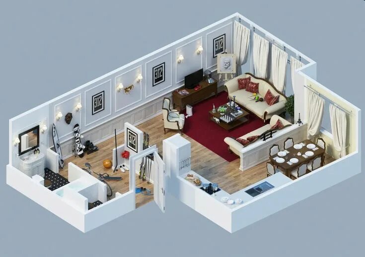 Макет дизайн проекта victorian-apartment-layouT Dmitriy Schuka Home design plans, Apartment design, H