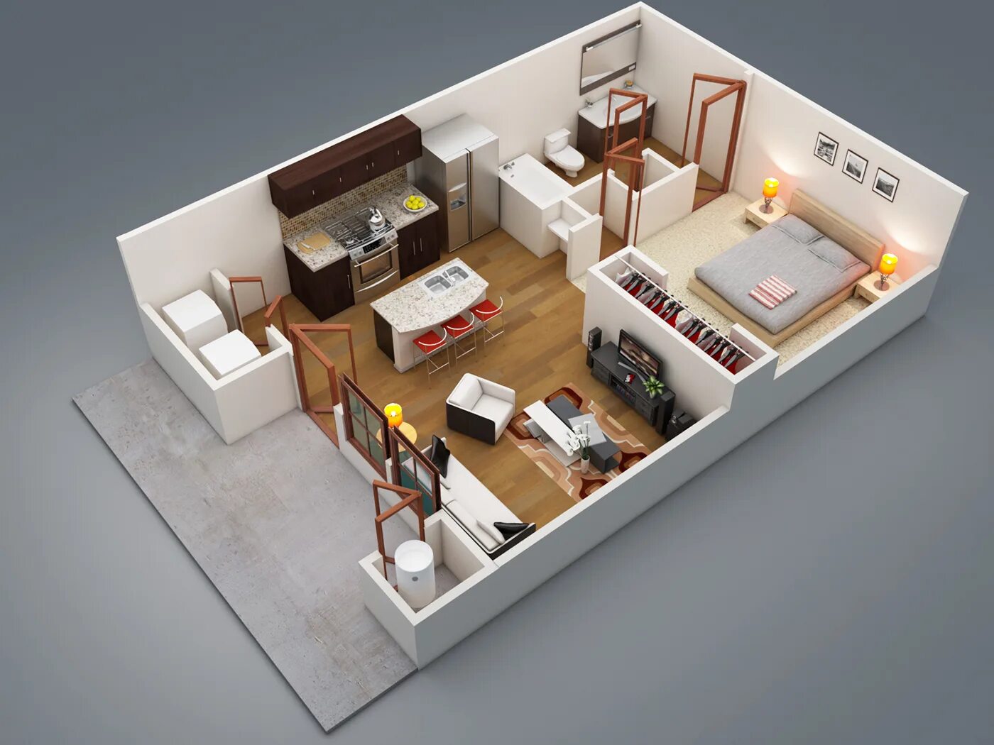Макет дизайнера интерьера 3d Floor plans on the basic of 2d blue print. :: Behance