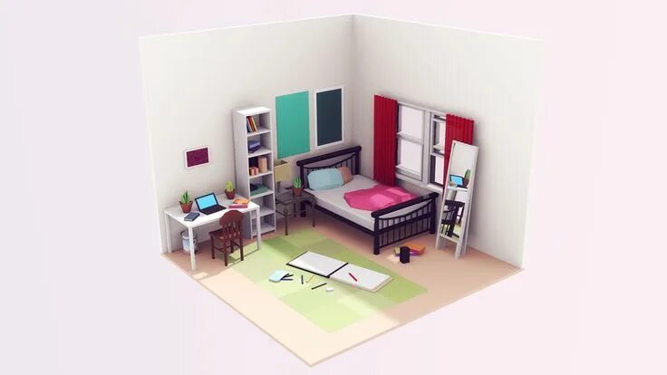 Макет интерьера комнаты Get a Room on Behance Room design, Room, Game room design