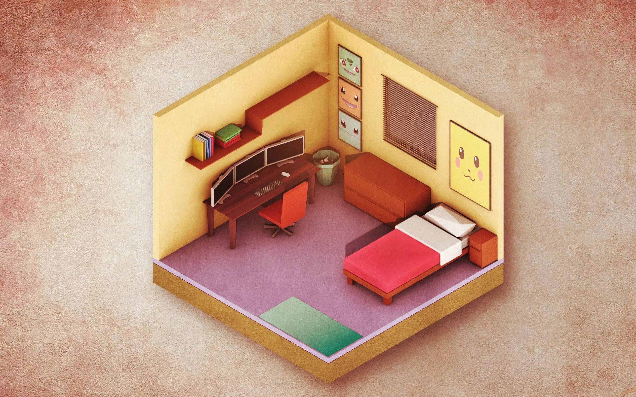 Макет интерьера комнаты My first ever isometric/low poly thingy... thoughts? Isometric design, Isometric