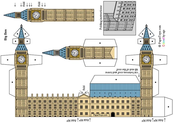 Макет из бумаги своими руками схемы Related image Paper models, Big ben, Big ben clock
