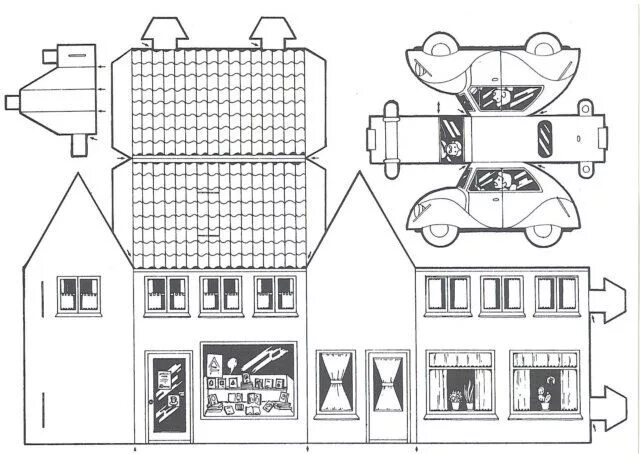 Макет из бумаги своими руками схемы KleuterDigitaal - wb bouwplaat huis 04 Paper houses, Paper house template, Putz 