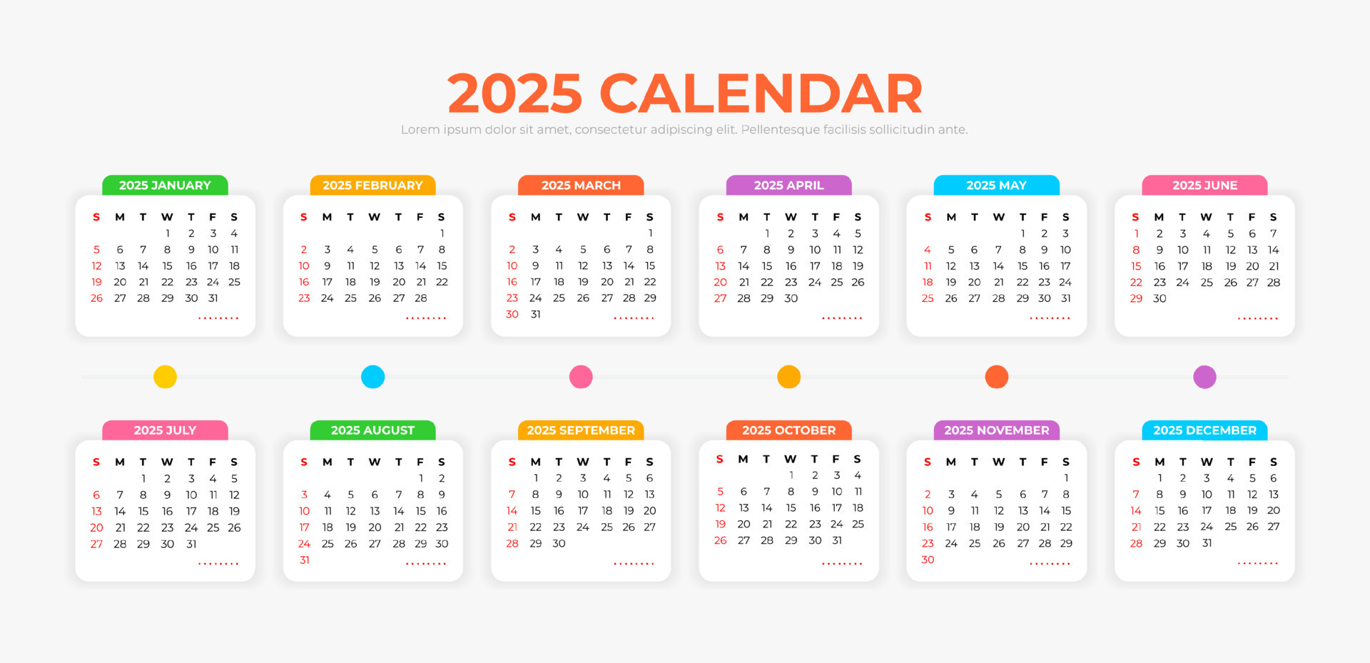 Макет календаря на 2025 год 2025 Calendar Template 24595692 Vector Art at Vecteezy