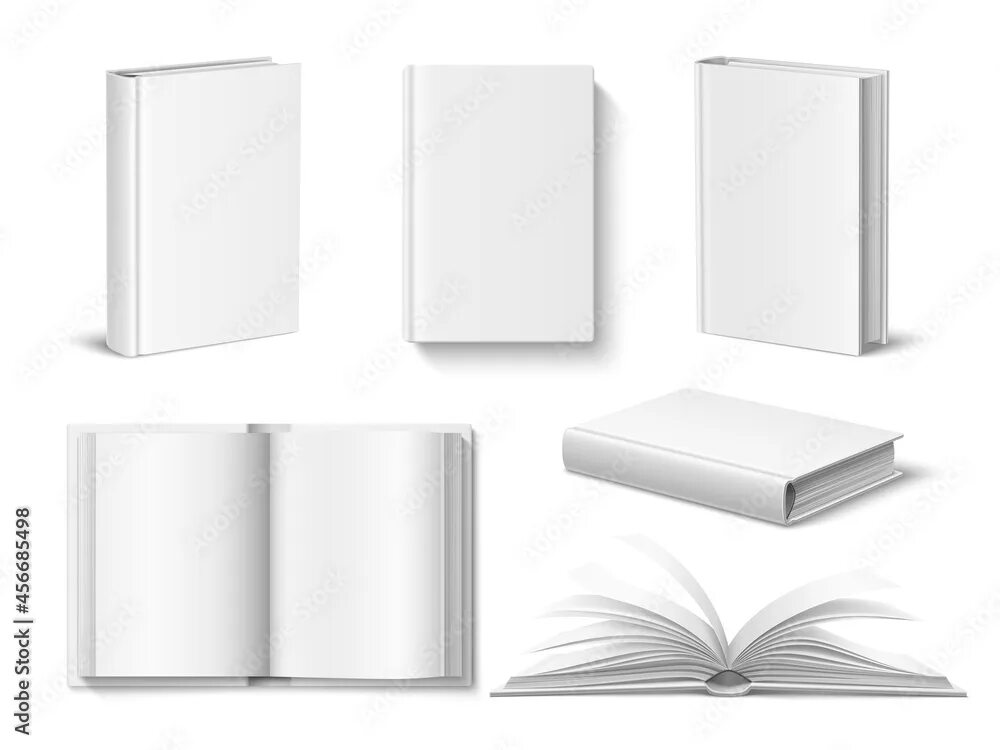 Макет книги фото Realistic books mockup. White blank opened and closed book with hardcover, diffe