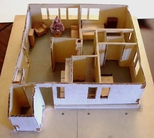 Макет своими руками в домашних условиях Кукольный дом Cardboard model, Cardboard house, Model homes
