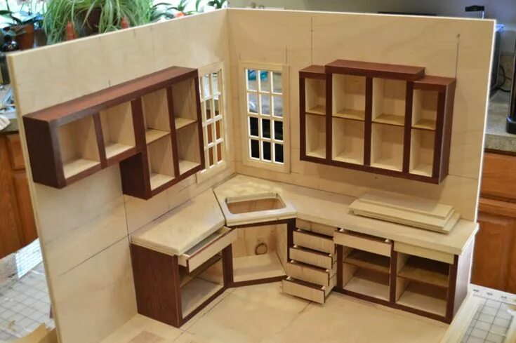 Макет своими руками в домашних условиях kitchen 1:6 simple miniature - Google Search Maquetas de cocina, Planes de casa 