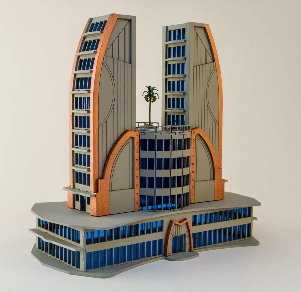 Макет здания фото 6mm Ultra Modern / Future City Building, Double Tower - 285CSS051 Minecraft mode