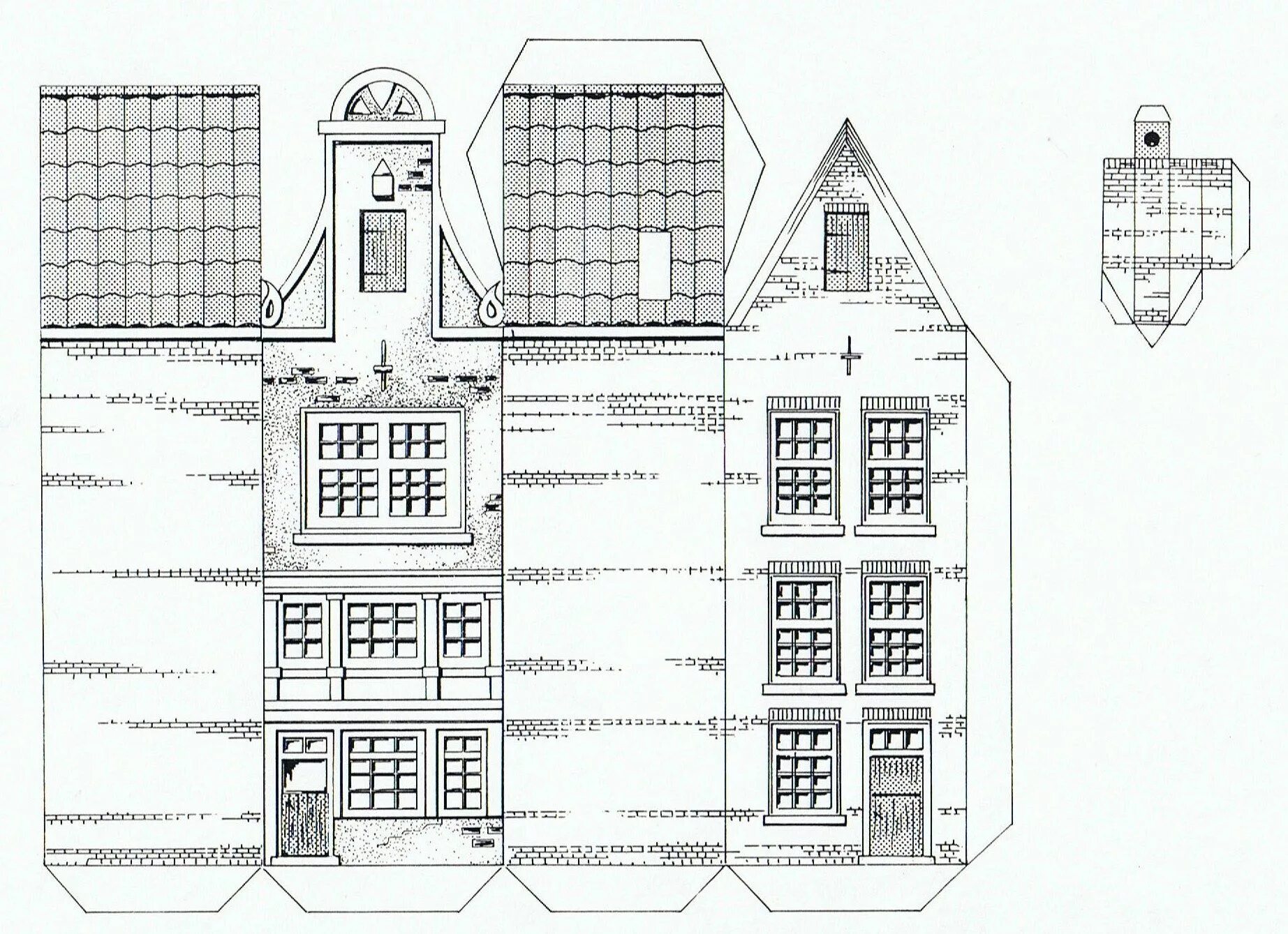 Макеты домов схемы для распечатки Bouwplaat Papieren huizen, Papieren modellen, Kersthuis