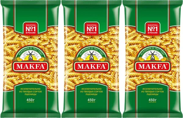 Макфа макароны виды с фото Макаронные изделия Makfa Спирали, комплект: 3 упаковки по 450 г - купить с доста