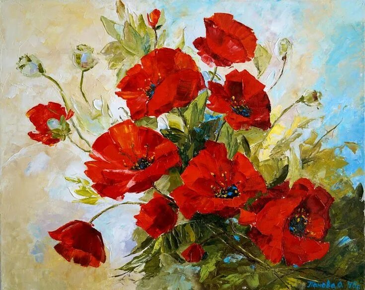 Маки фото масло Pin on Маки Flower art, Flower painting, Poppy painting