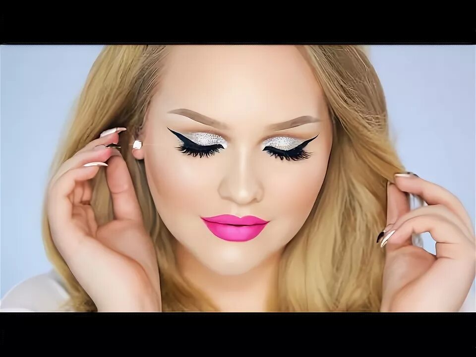 Макияж 100 Glitter Cut Crease - Hot Pink Lips Makeup Look - YouTube