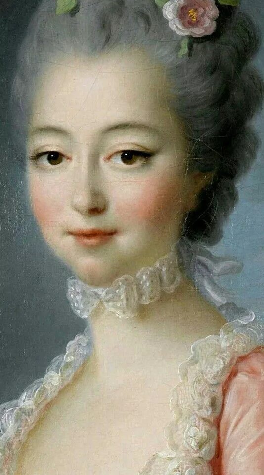 Макияж 19 века в россии для бала Portrait d'une femme portant une robe rose, par François-Hubert Drouais Détail R