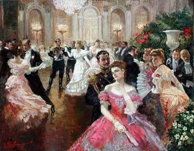 Макияж 19 века в россии для бала First Waltz by Vladimir Pervuninsky Victorian paintings, Victorian art, Victoria