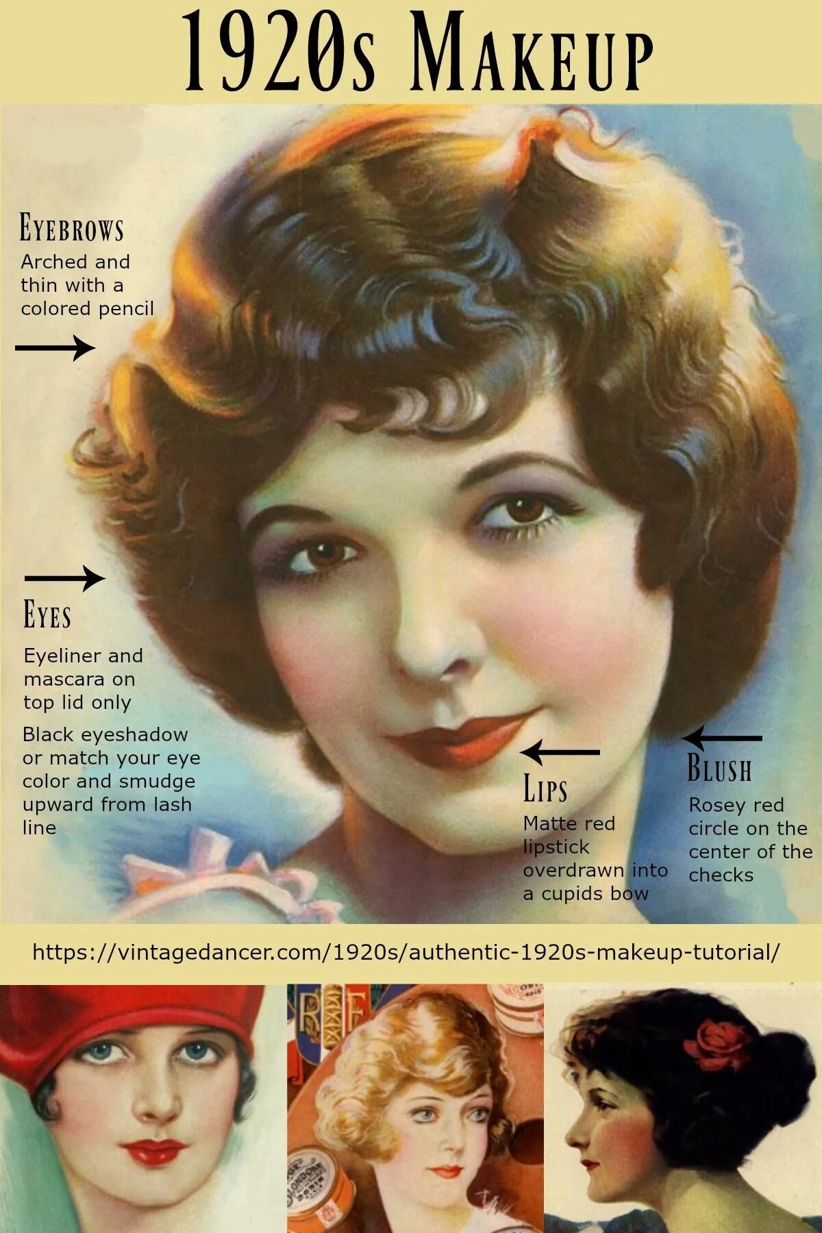 Макияж 1900 годов 1920s makeup guide- How to authentic vintage 1920s makeup for day and evening, f