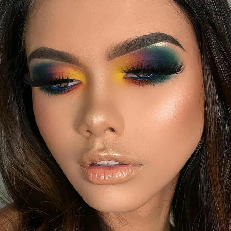 Макияж 2 Find more information on face & eye makeup #eyemakeuplooks Rainbow eye makeup, E