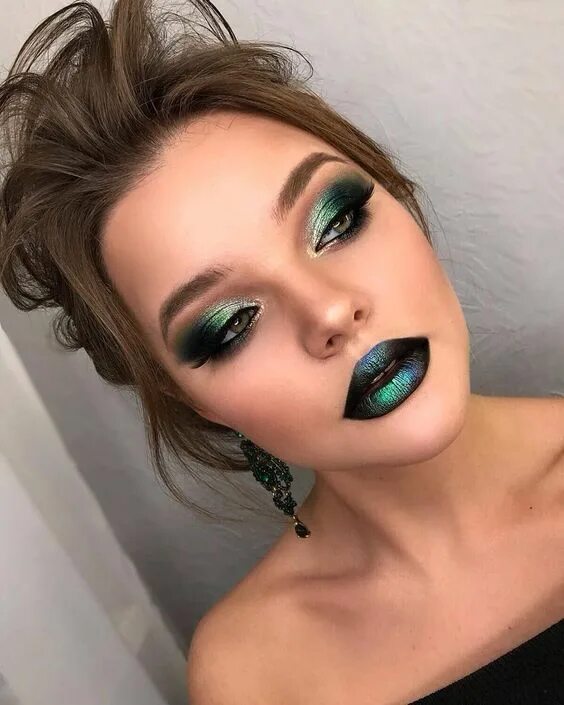 Макияж 2024 вечерний для зеленых глаз Shining luxury eye makeup and lipstick Fantasy makeup, Make makeup, Green makeup