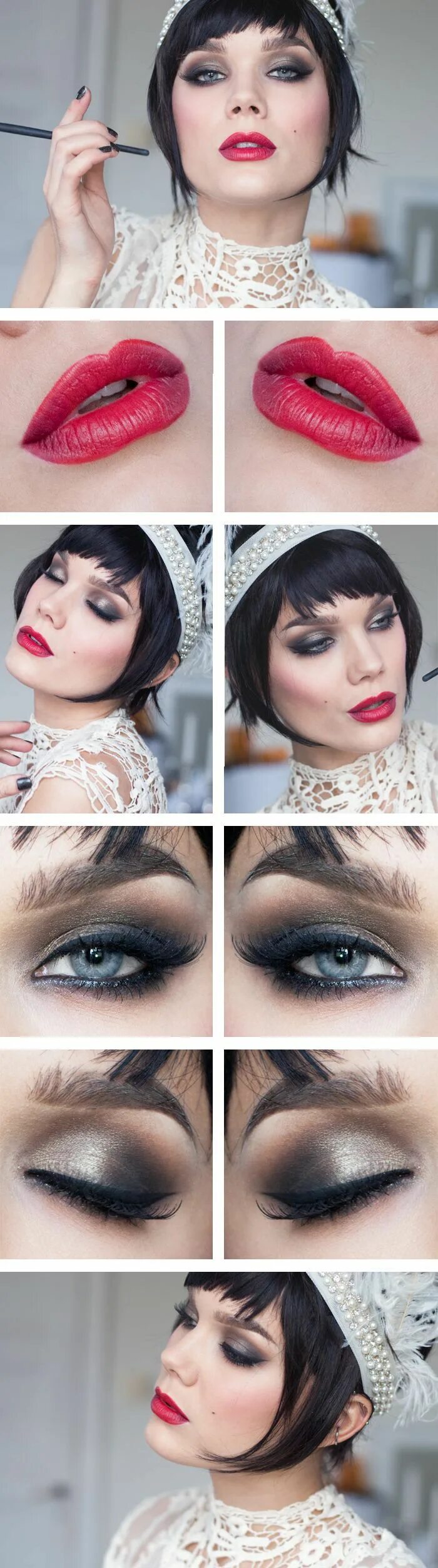 Макияж 30 пошагово Gatsby makeup, Wedding makeup vintage, Gatsby hair