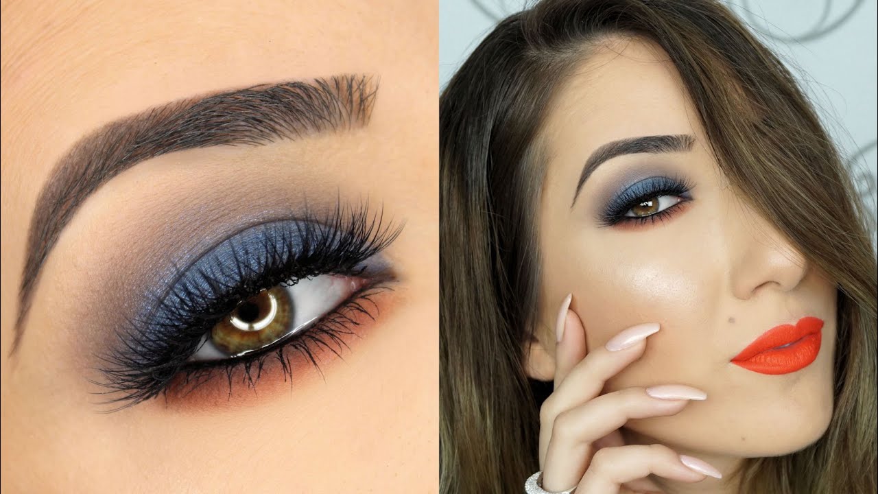 Макияж 4 Blue and Orange Smokey Eye Makeup Tutorial - YouTube