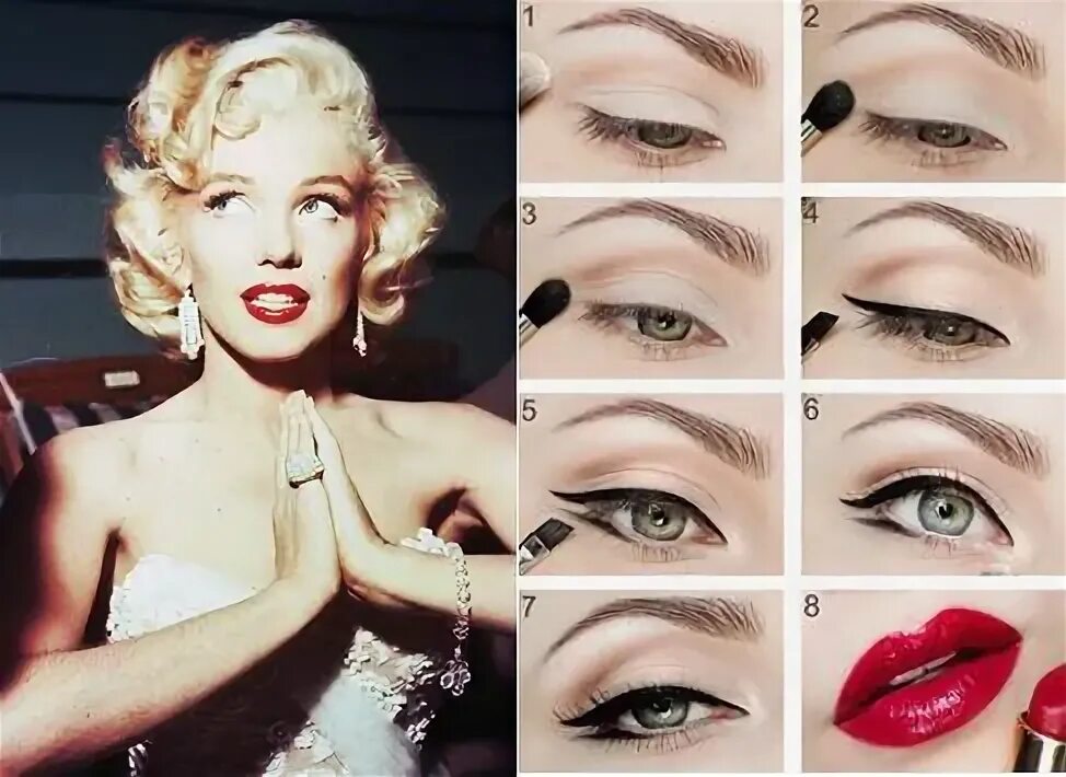 Макияж 40 пошагово Pin on maquillaje in 2024 Vintage makeup looks, Hollywood glamour makeup, Hollyw