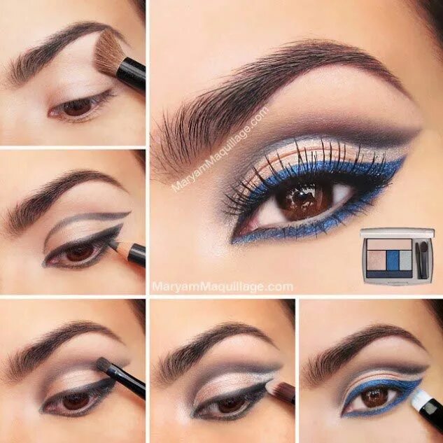 Макияж для нависшего века синий 10 Most Flattering Colorful Eye Makeup For Brown Eyes Eye makeup, Smokey eye mak