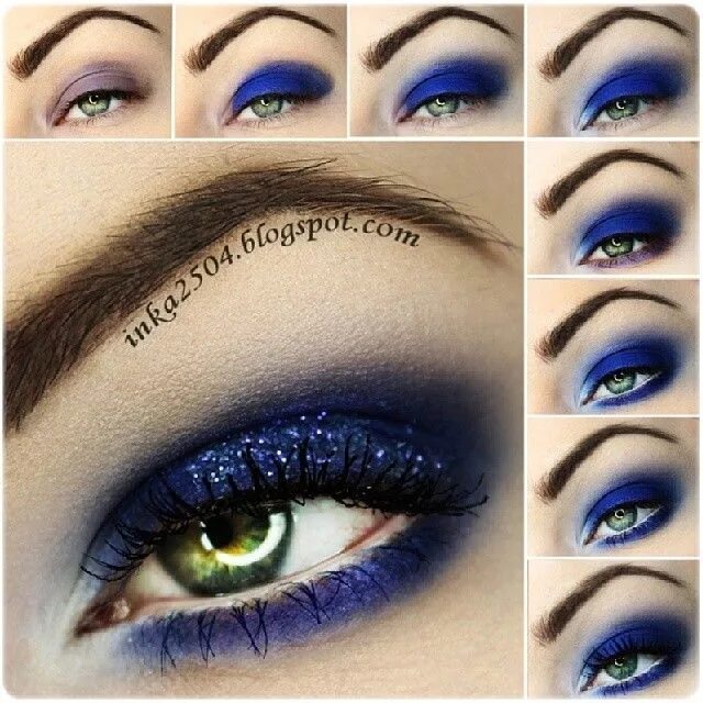 Макияж для нависшего века синий Step by step eye makeup - PICS. My collection Smokey eye makeup tutorial, Smokey