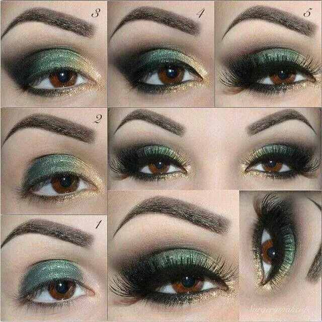Макияж для зеленых глаз своими руками Green and gold eye tutorial Eye makeup, Makeup, Gold eye makeup