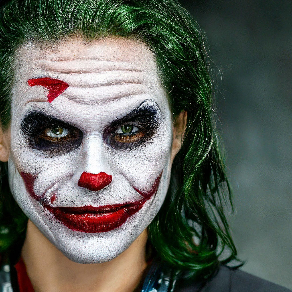 Макияж джокера "Joker makeup girl, professional photo." - image created in Shedevrum
