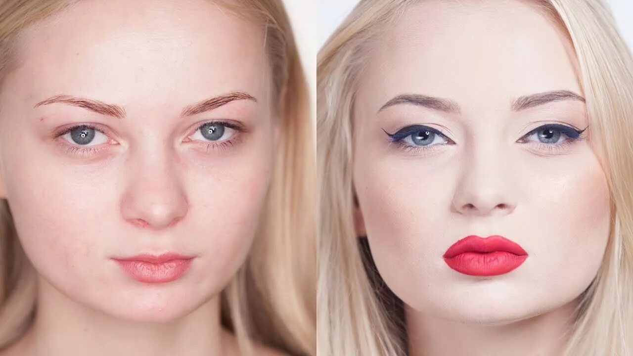 Макияж глаз и бровей и губ Hollywood make-up. Голливудский макияж. Красные губы. Урок профессионального виз